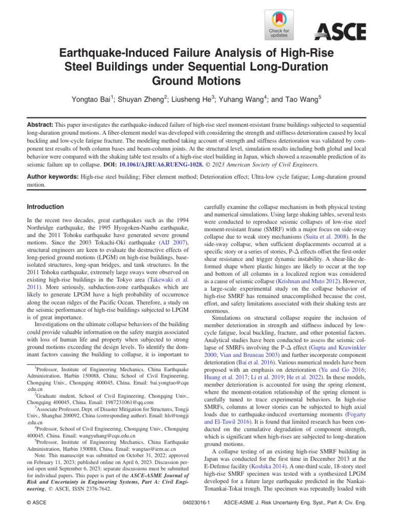 Earthquake Failure of High-Rise Steel Buildings | PDF | Earthquakes ...