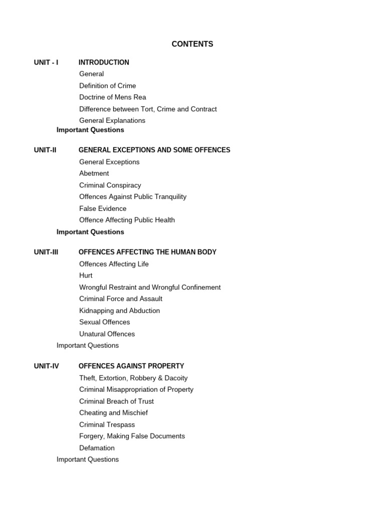 Ipc Notes | PDF | Mens Rea | Insanity Defense