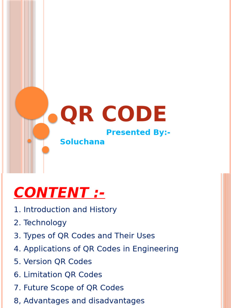 QR Code: Presented By:-Soluchana | PDF | Qr Code | Barcode