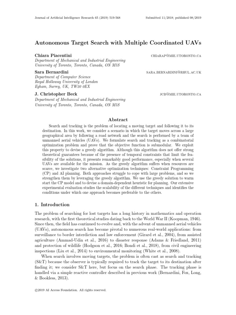 ##2019_Autonomous Target Search With Multiple Coordinated UAVs | PDF ...