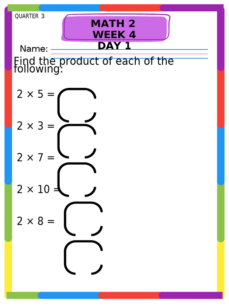 Math 2 Week 4 Multiplication Exercises | PDF