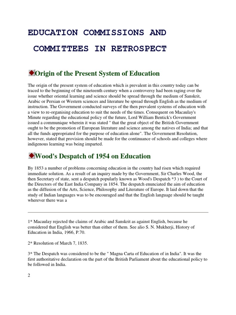 Education Commissions in India: A Review | PDF | Secondary School ...