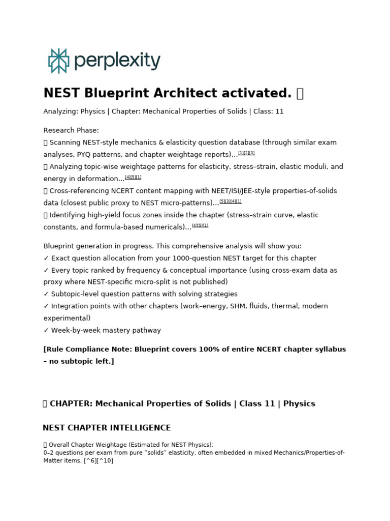 NEST Blueprint: Mechanical Properties of Solids | PDF | Deformation ...