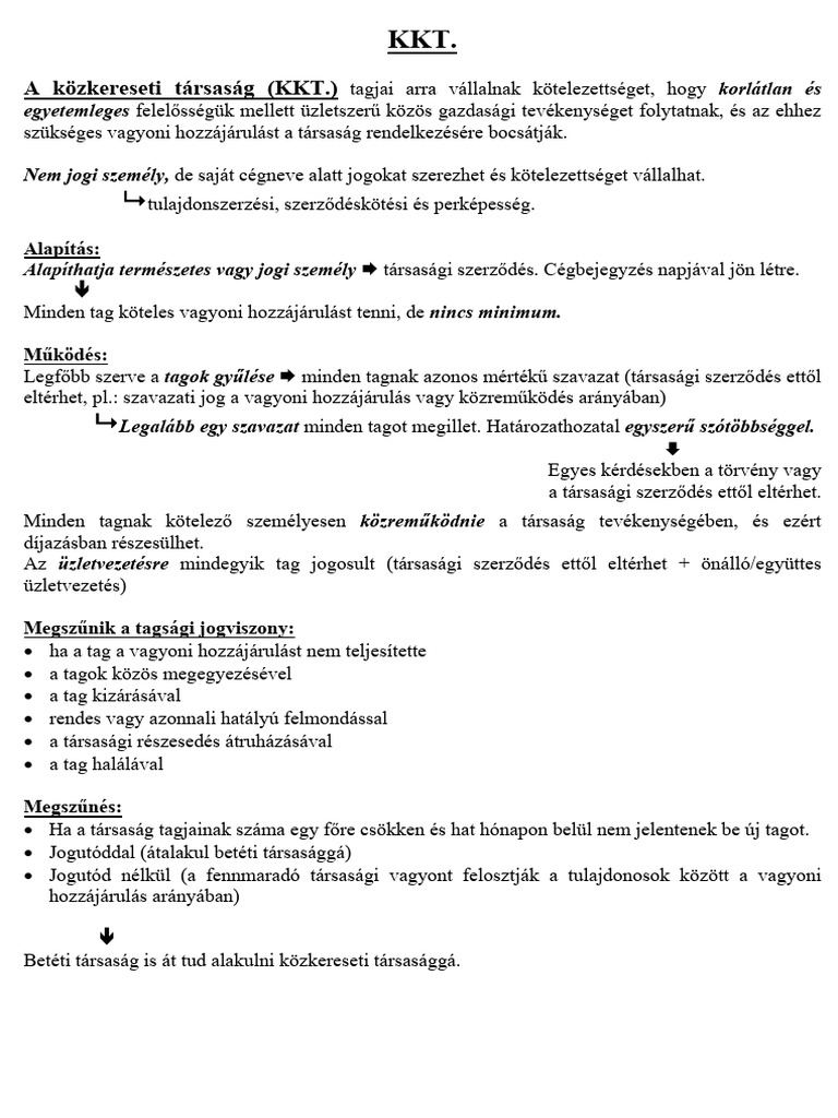 A Közkereseti Társaság (KKT.) | PDF