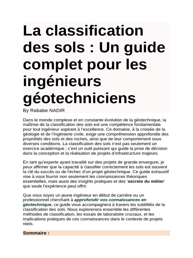 La Classification Des Sols | PDF | Limon | Matériaux naturels