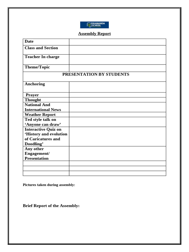 Student Assembly Report Overview | PDF