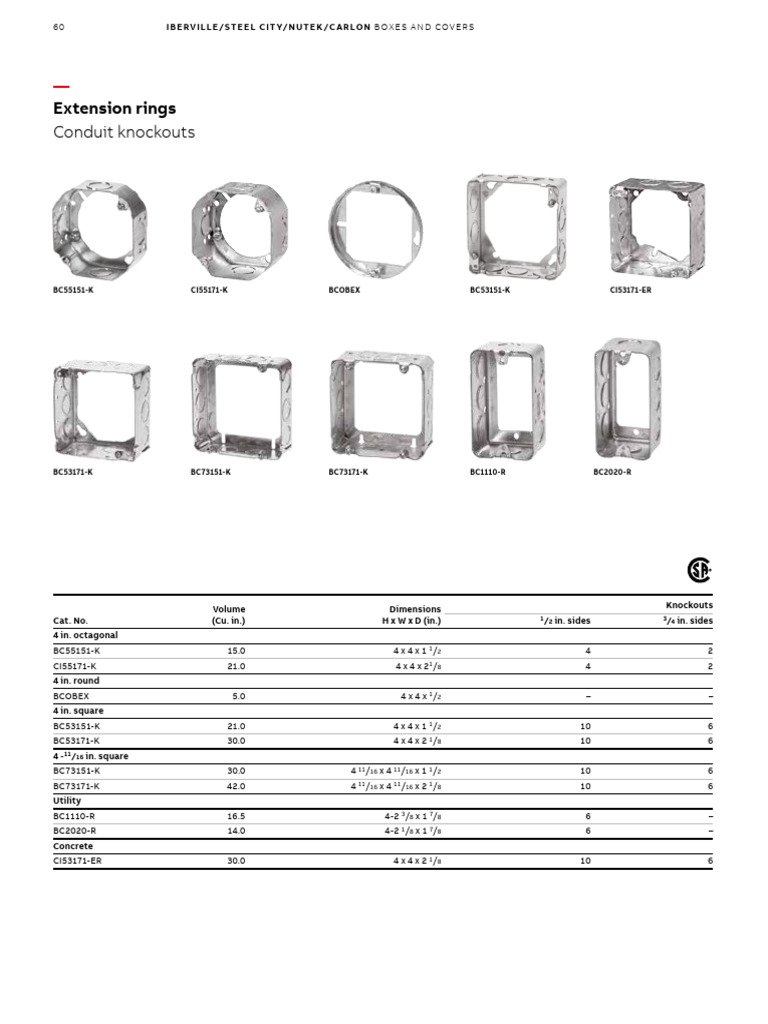 Electrical Box Specifications and Sizes | PDF