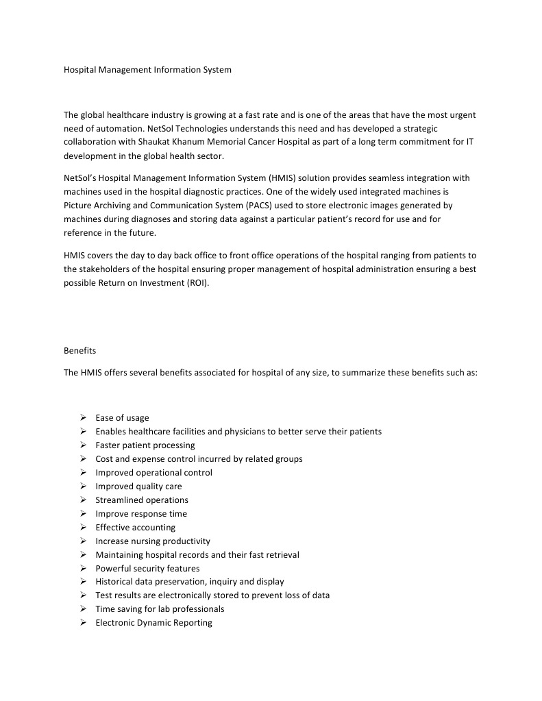 Hospital Management Information System Overview | PDF | Hospital | Patient