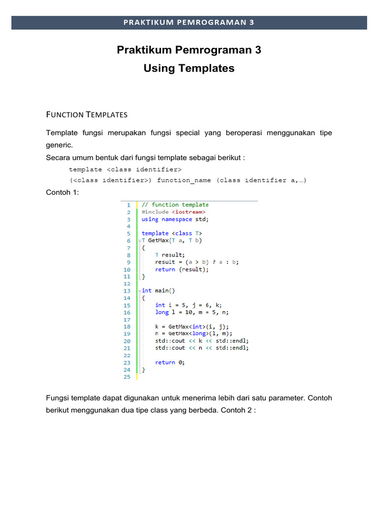 Function and Class Templates in C++ | PDF | Parameter (Computer ...