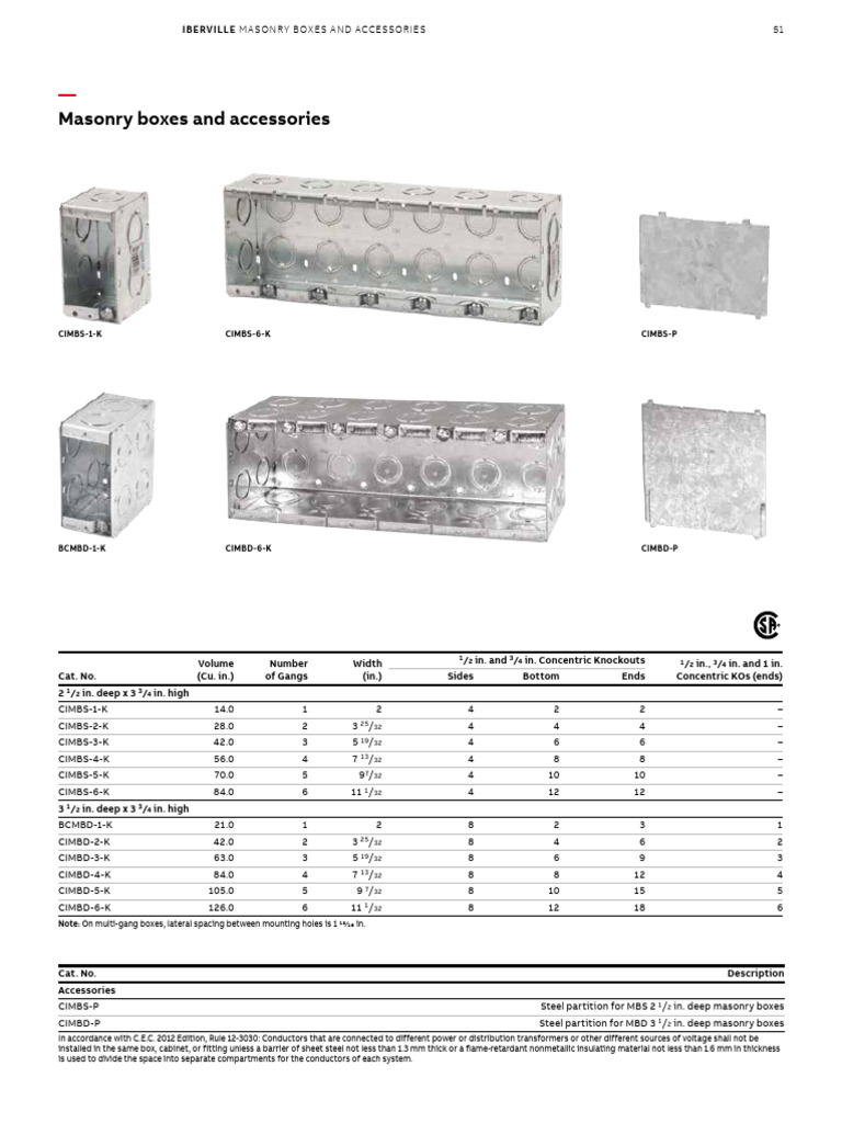 Masonry Boxes and Accessories | PDF | Electrical Equipment | Electric Power