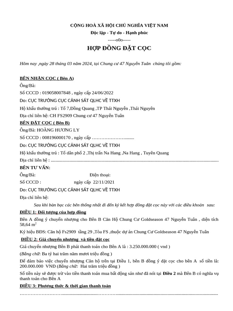 HD Dat Coc 1 | PDF