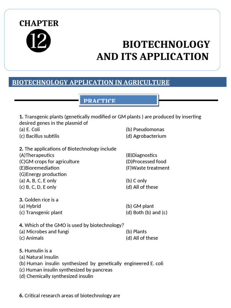 Biotechnology Applications Overview | PDF | Genetic Engineering ...