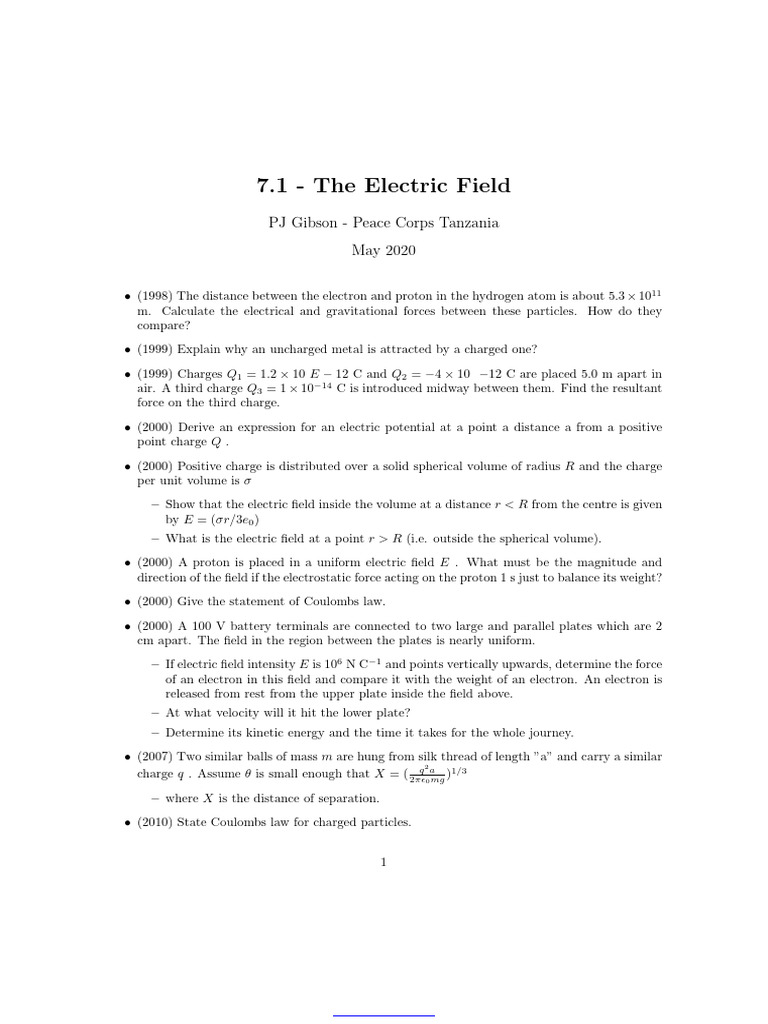 Understanding Electric Fields and Forces | PDF | Electric Field | Electron