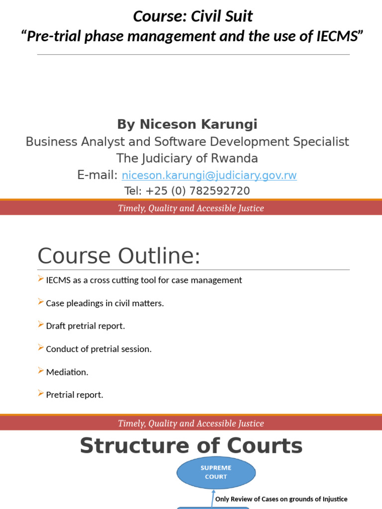 IECMS: Enhancing Rwanda's Civil Suit Process | PDF | Judgment (Law ...