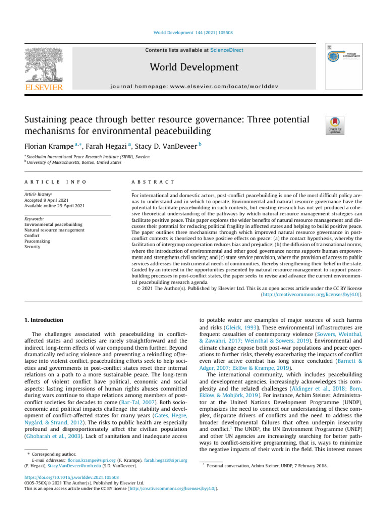 Sustaining Peace Through Better Resource Governance | PDF ...