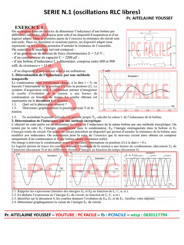 SERIE N.1 (Oscillations RLC Libres) - 111945 | PDF
