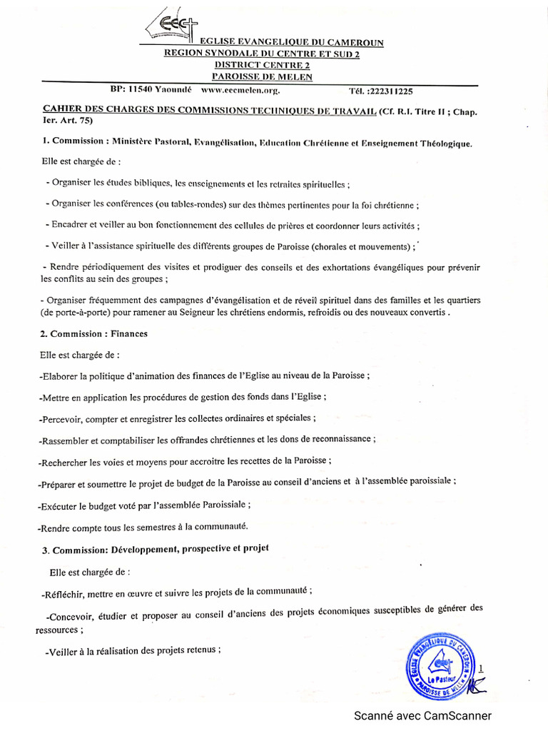 Charges Commission Paroisse EEC Melen | PDF