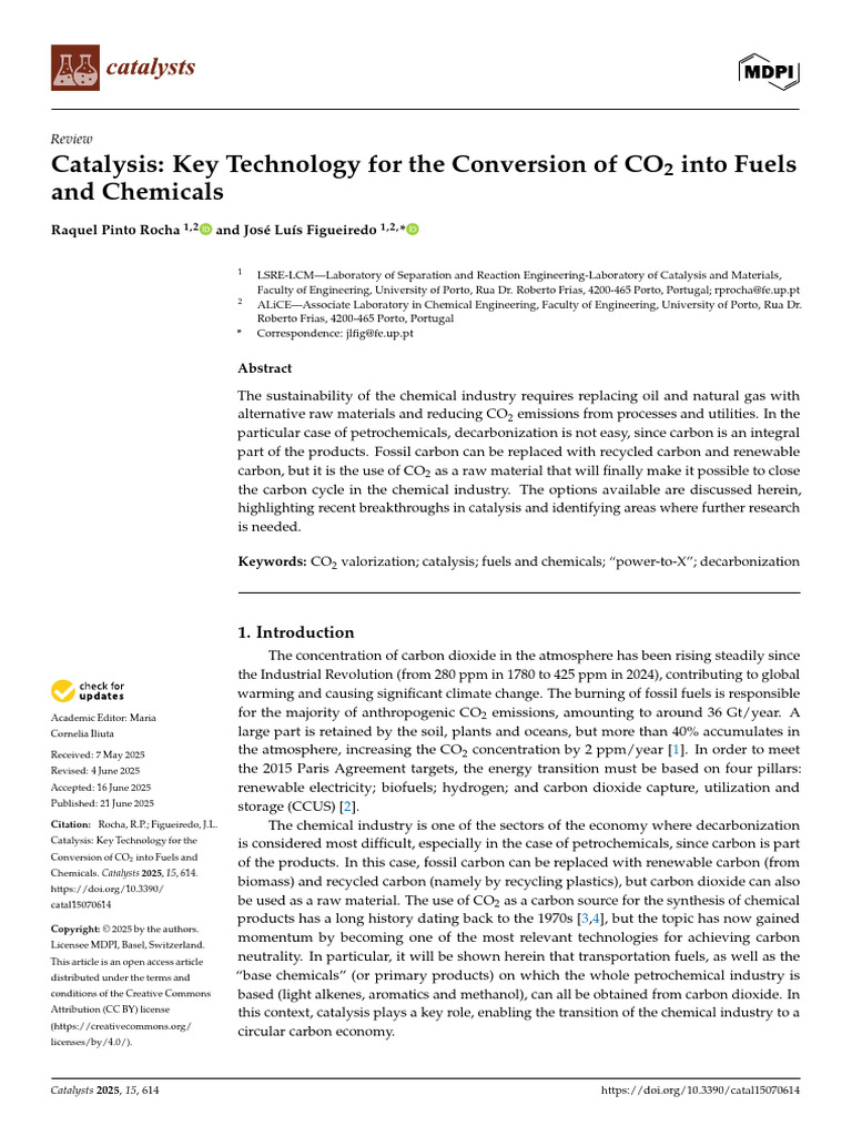 CO2 Conversion to Fuels via Catalysis | PDF | Catalysis | Methanol