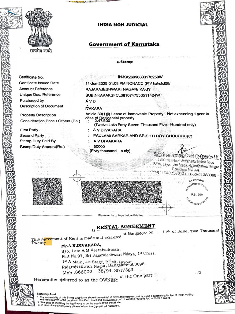 Rental Agreement for Residential Property | PDF