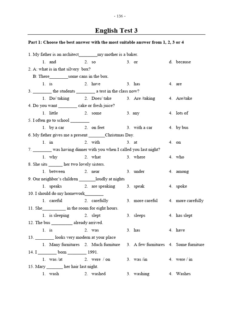English Test: Grammar and Comprehension | PDF | Camel
