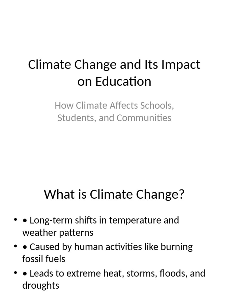 Climate Change Impact On Education | PDF