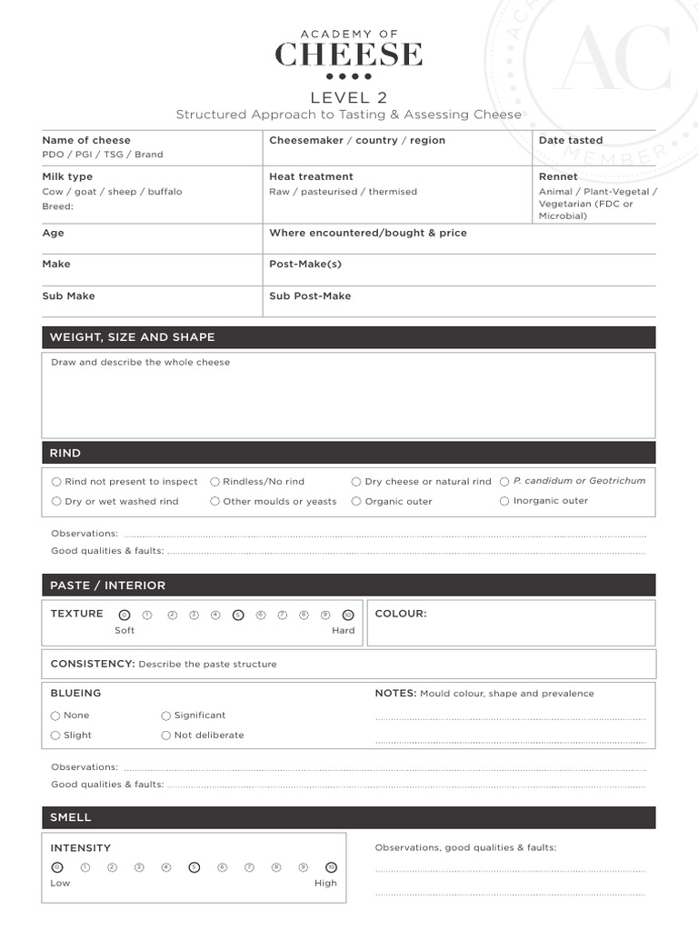 Cheese Tasting Assessment Guide | PDF | Cheese | Taste