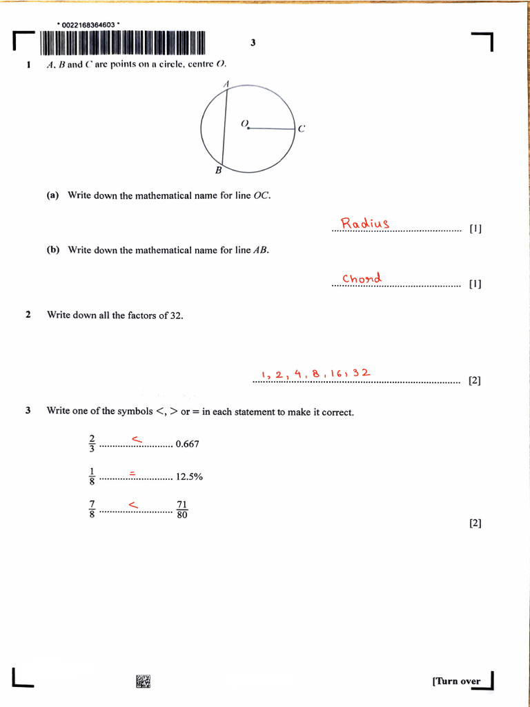 0580 P3 oct nov 2025 2 | PDF | Area | Litre