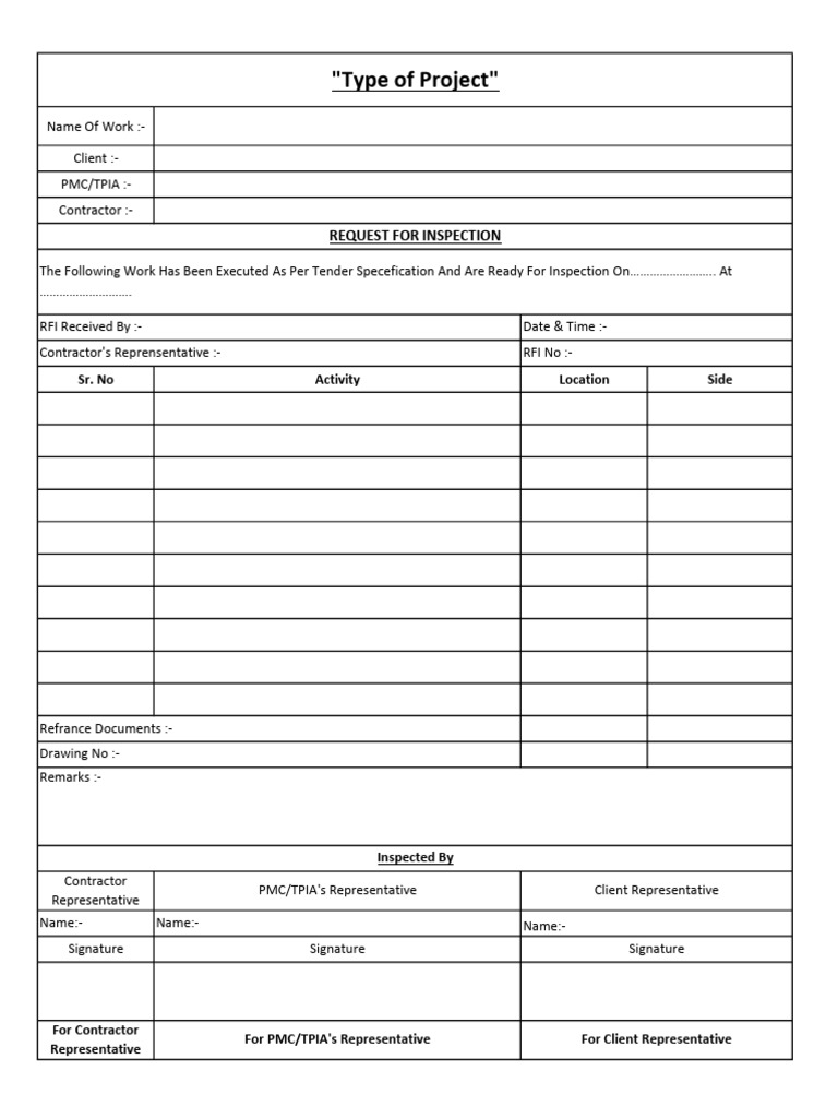 Project Inspection Request Form | PDF