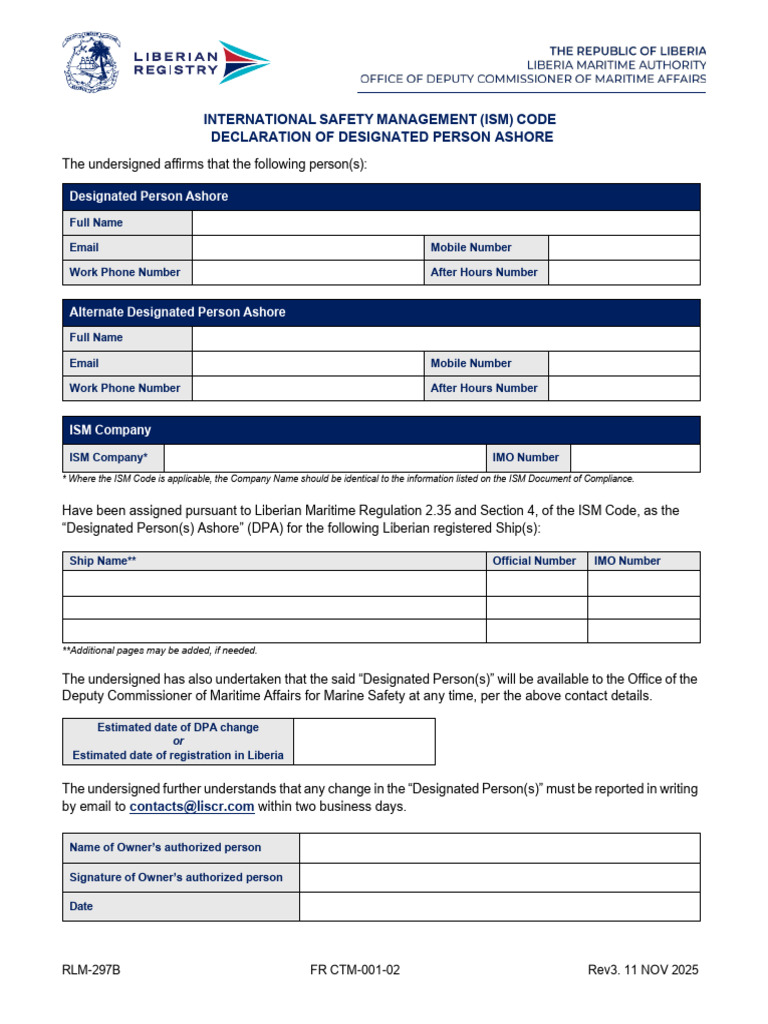 ISM Code Designated Person Declaration | PDF