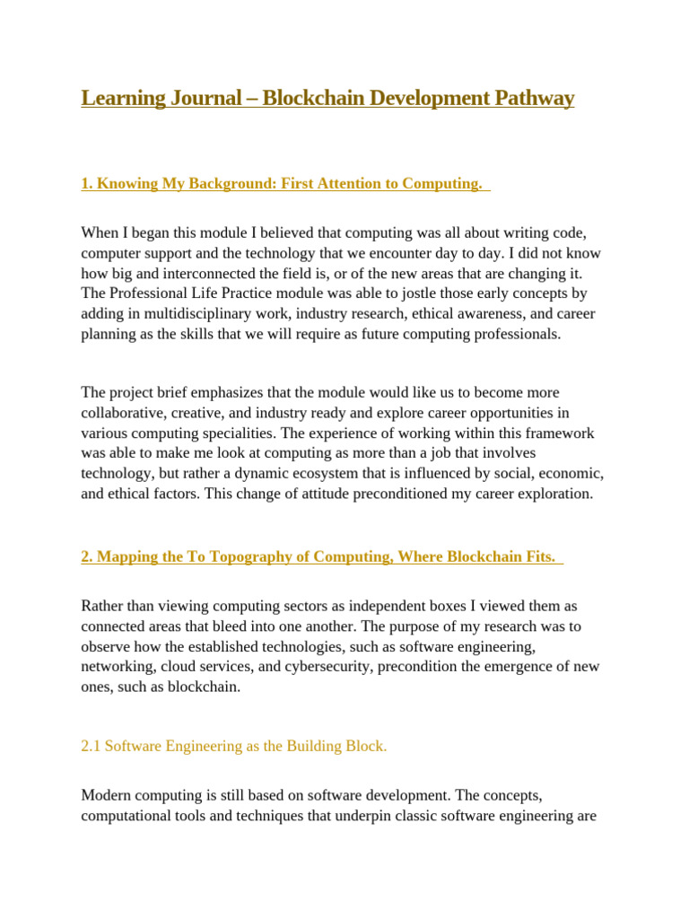 Blockchain Development Learning Journal | PDF | Computing | Leadership