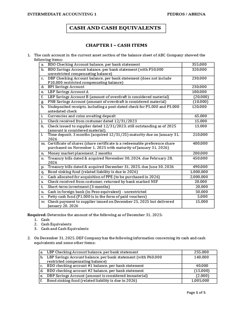 Cash and Cash Equivalents Analysis | PDF | Banks | Deposit Account