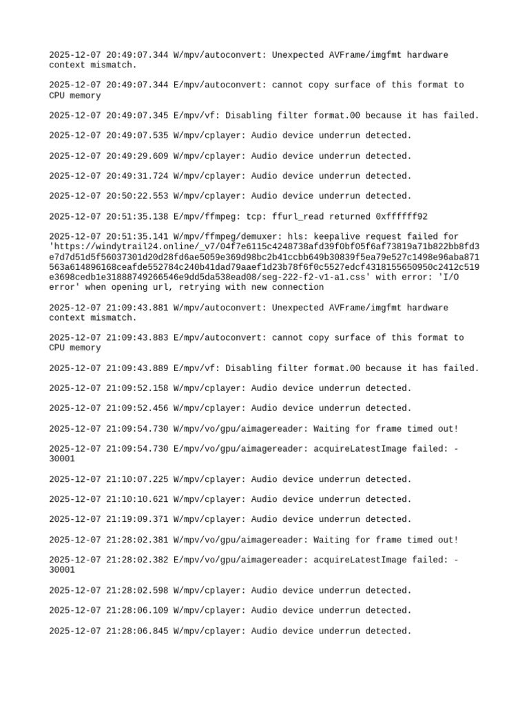 MPV Audio and Video Errors Log | PDF | Network Protocols | Computing