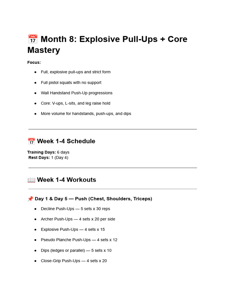 ? Month 8 - Explosive Pull-Ups + Core Mastery | PDF