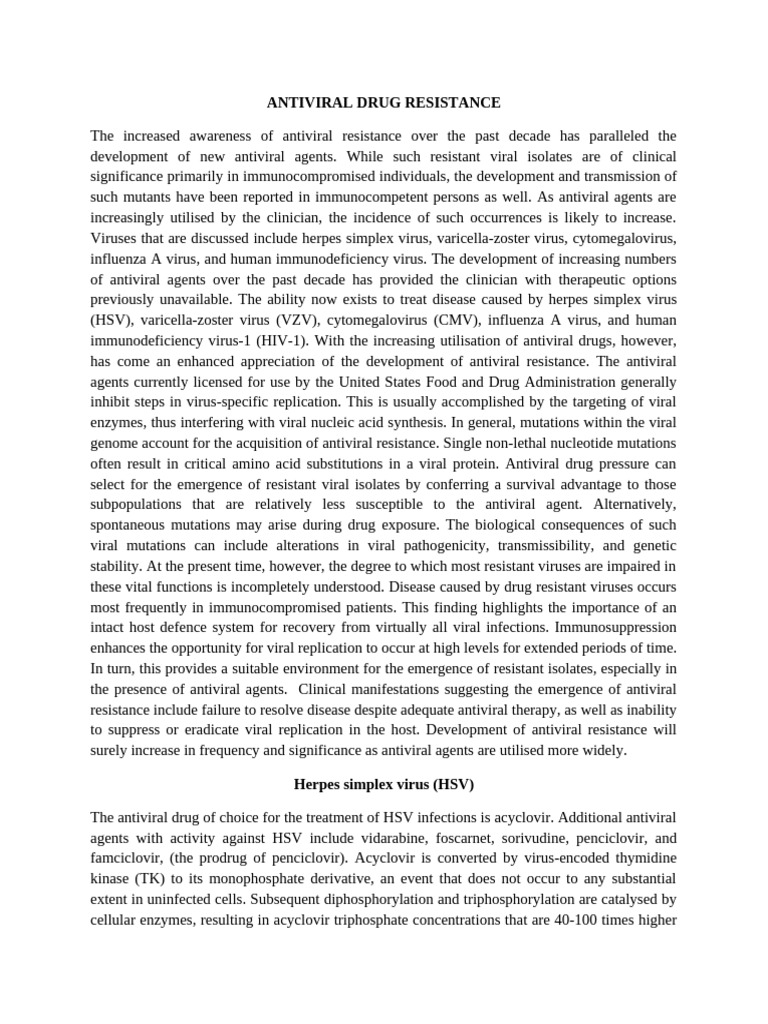 Antiviral Drug Resistance Overview | PDF | Antiviral Drug | Virus