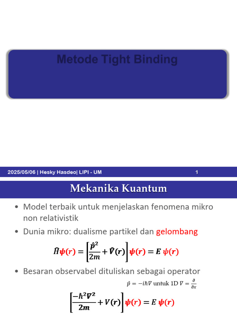 Metode Tight Binding dalam Mekanika Kuantum | PDF
