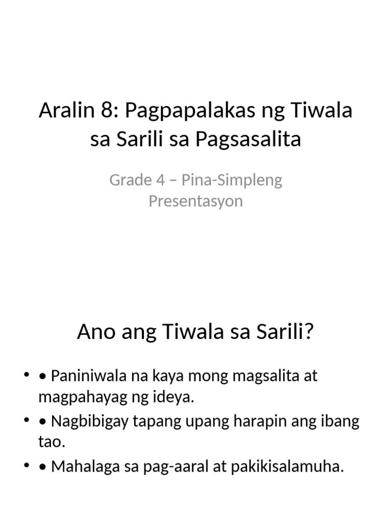 Aralin_8_Presentasyon_Tiwala_sa_Sarili | PDF