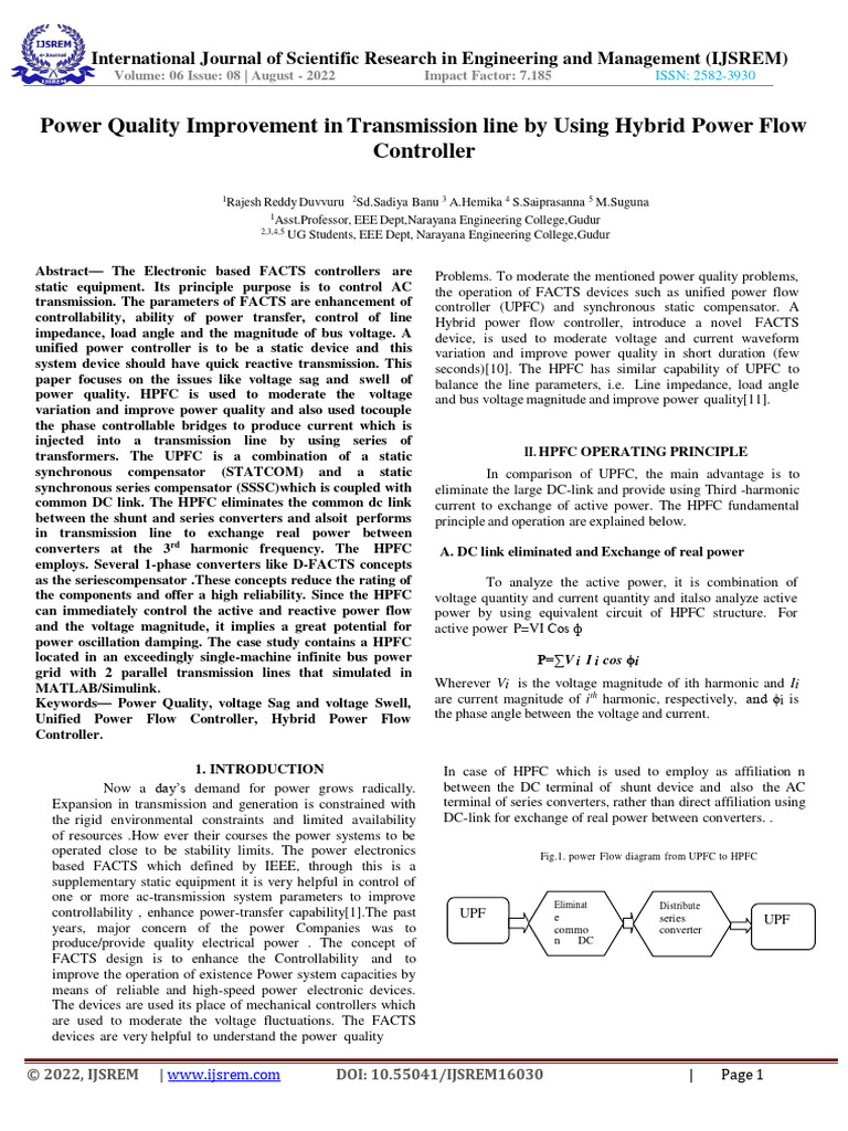 Hybrid Power Flow Controller for Power Quality | PDF | Electric Power ...