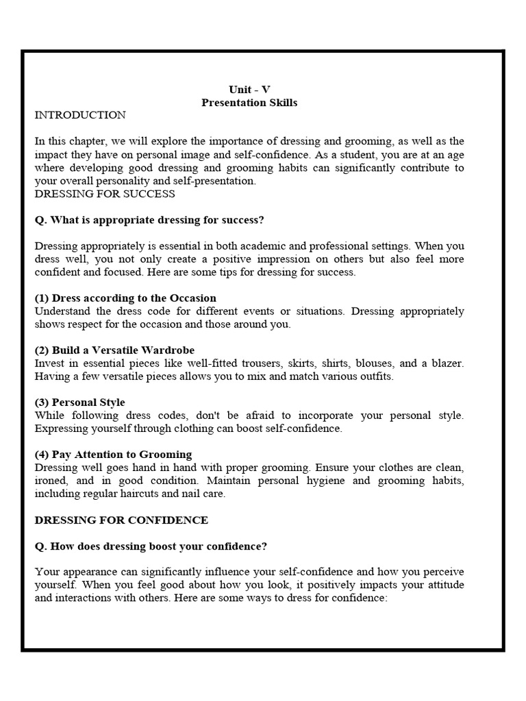 Unit 5. Presentation Skiils Notes | PDF | Nonverbal Communication ...
