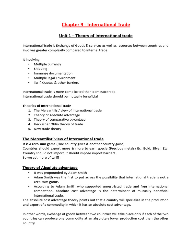 International Trade Theories Explained | PDF | World Trade Organization ...