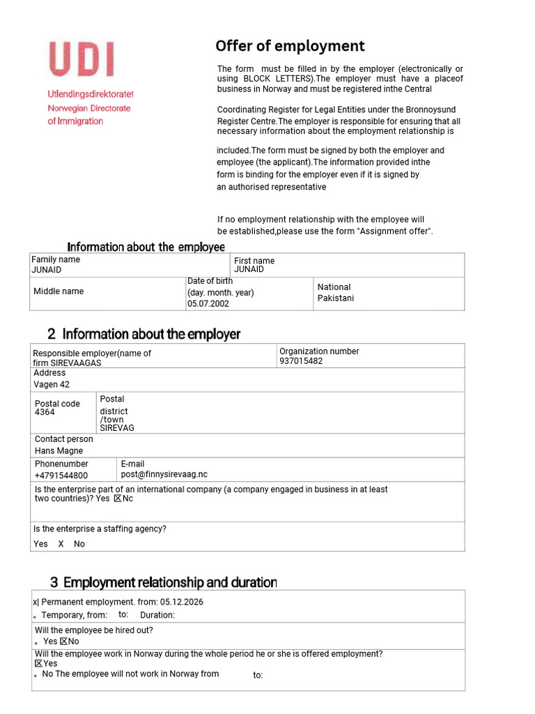 Employment Offer for Warehouse Helper | PDF | Employment | Working Time