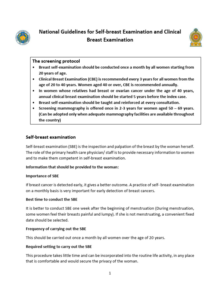 Breast Self-Examination Guidelines | PDF | Breast | Breast Cancer