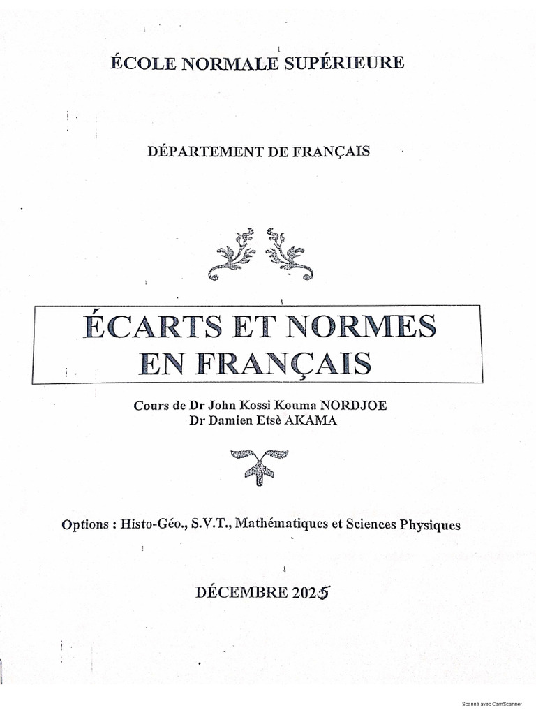 Écarts Et Normes en Français. | PDF