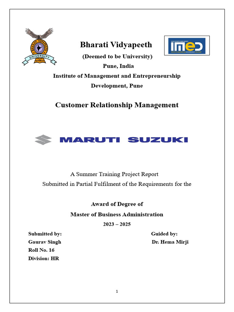 Customer Relationship Management Report | PDF | Customer Relationship ...