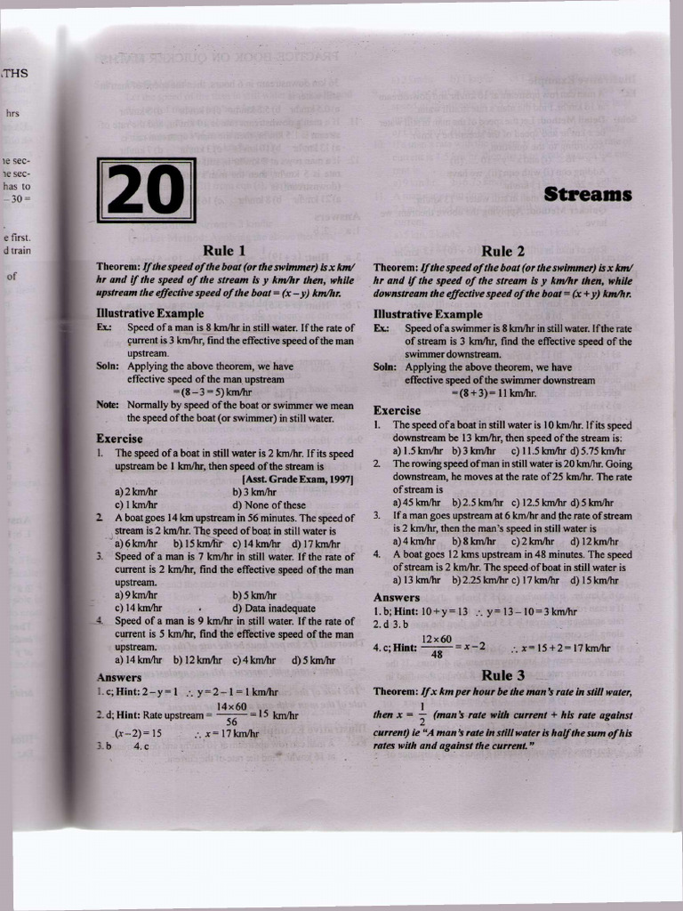 Boat and Stream Speed Calculations | PDF | Speed | Mechanics