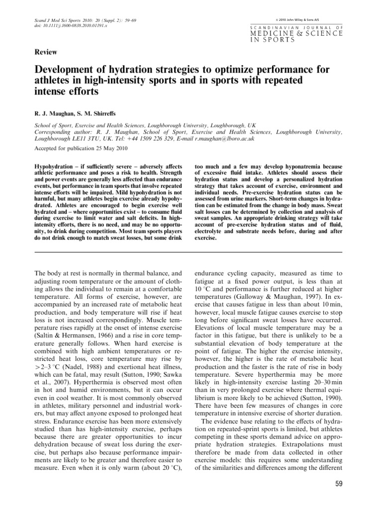 Hydration Strategies for High-Intensity Athletes | PDF | Dehydration ...