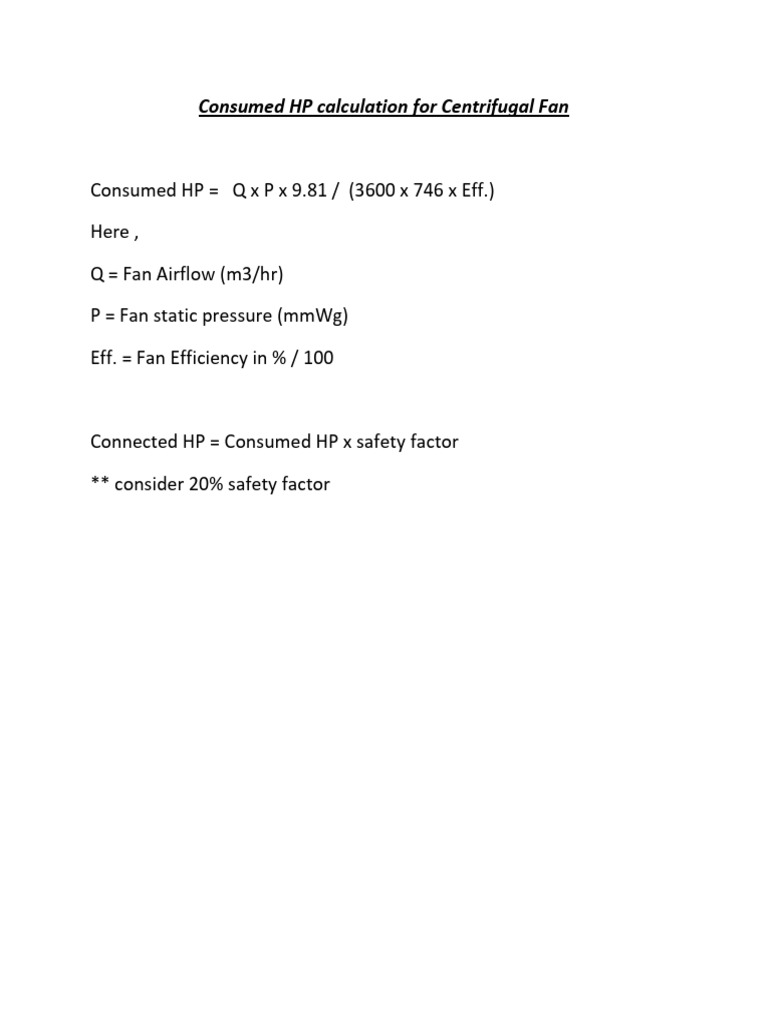 Fan HP Calculation MJ | PDF