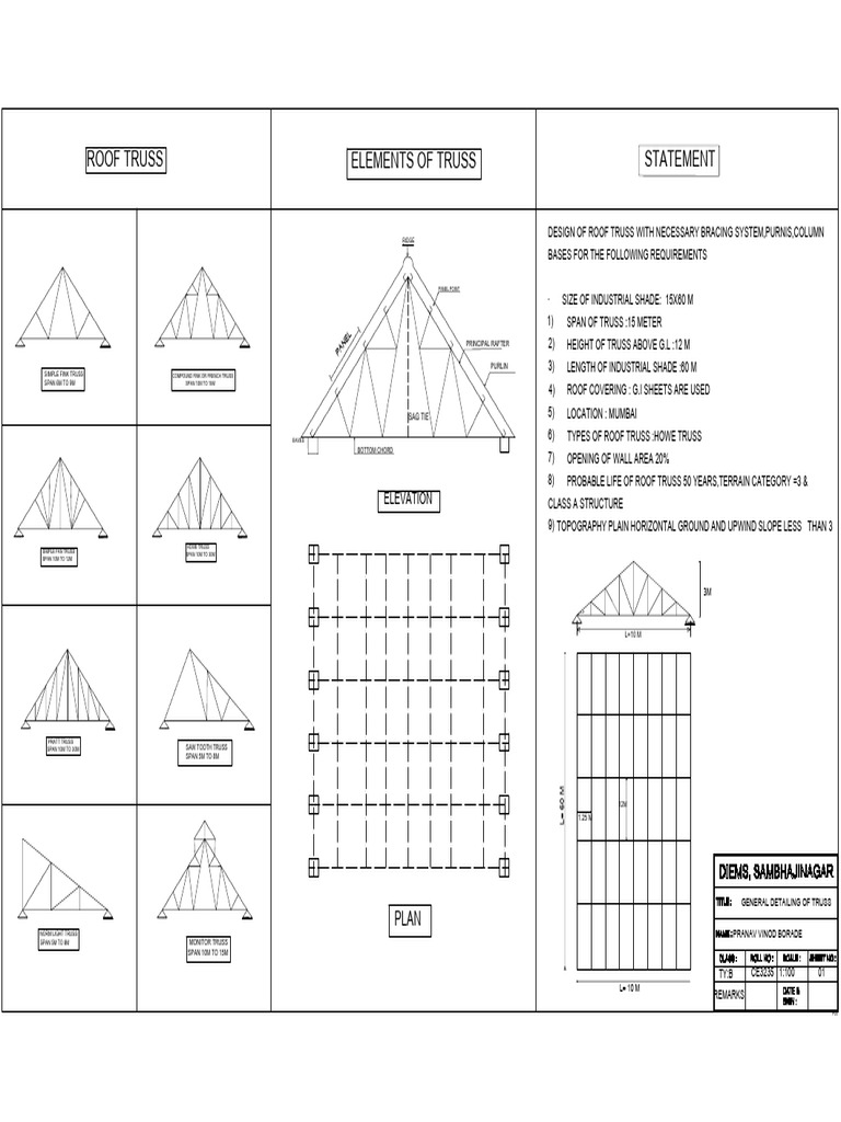 Roof Truss Design for Industrial Shade | PDF | Truss | Civil Engineering