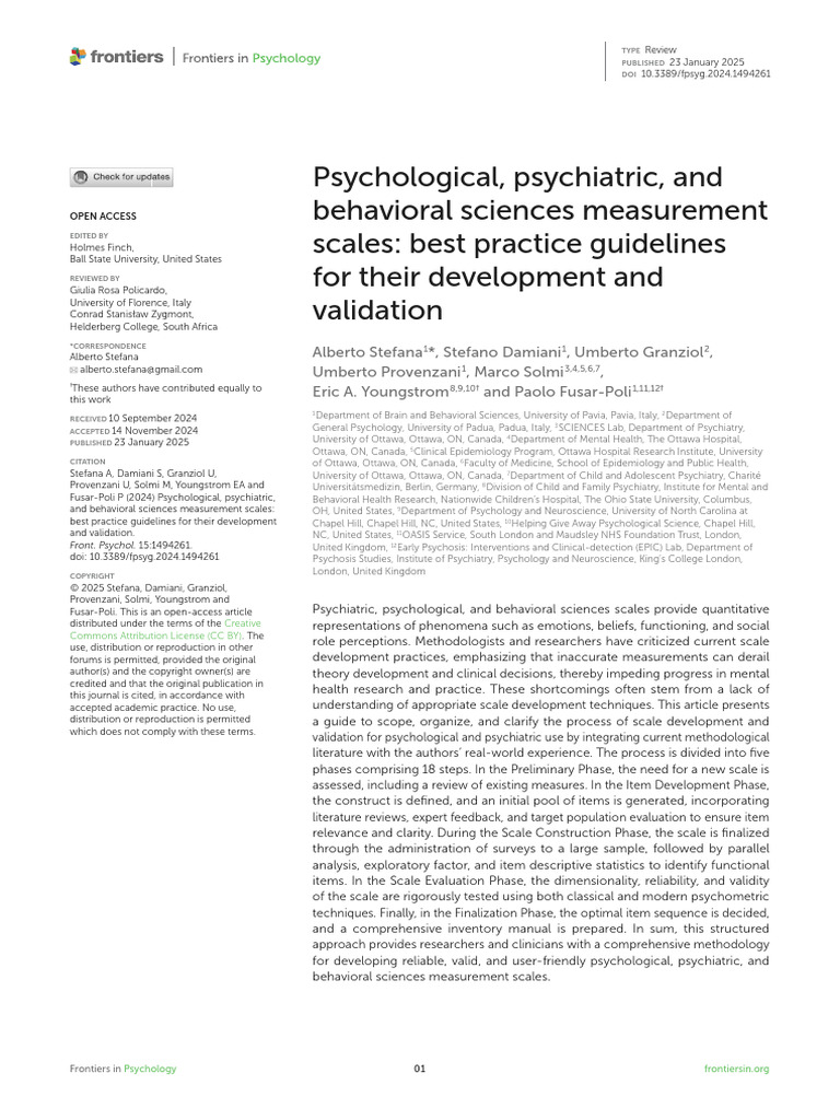 2025 - Stefana - Scale Development | PDF | Psychology | Psychometrics