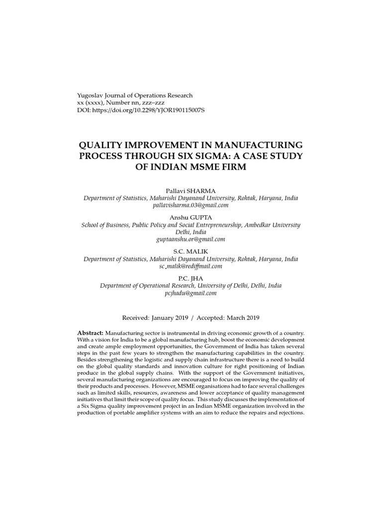 Six Sigma Quality Improvement in MSME | PDF | Six Sigma | Business