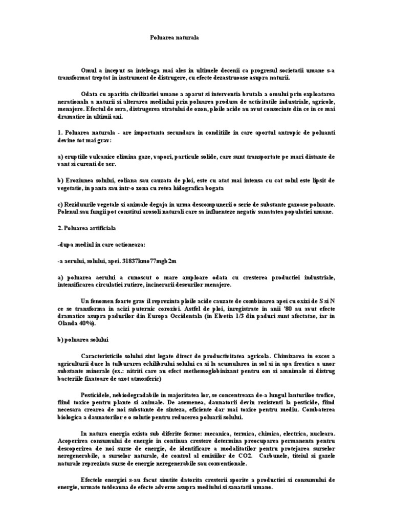 Poluarea Naturala